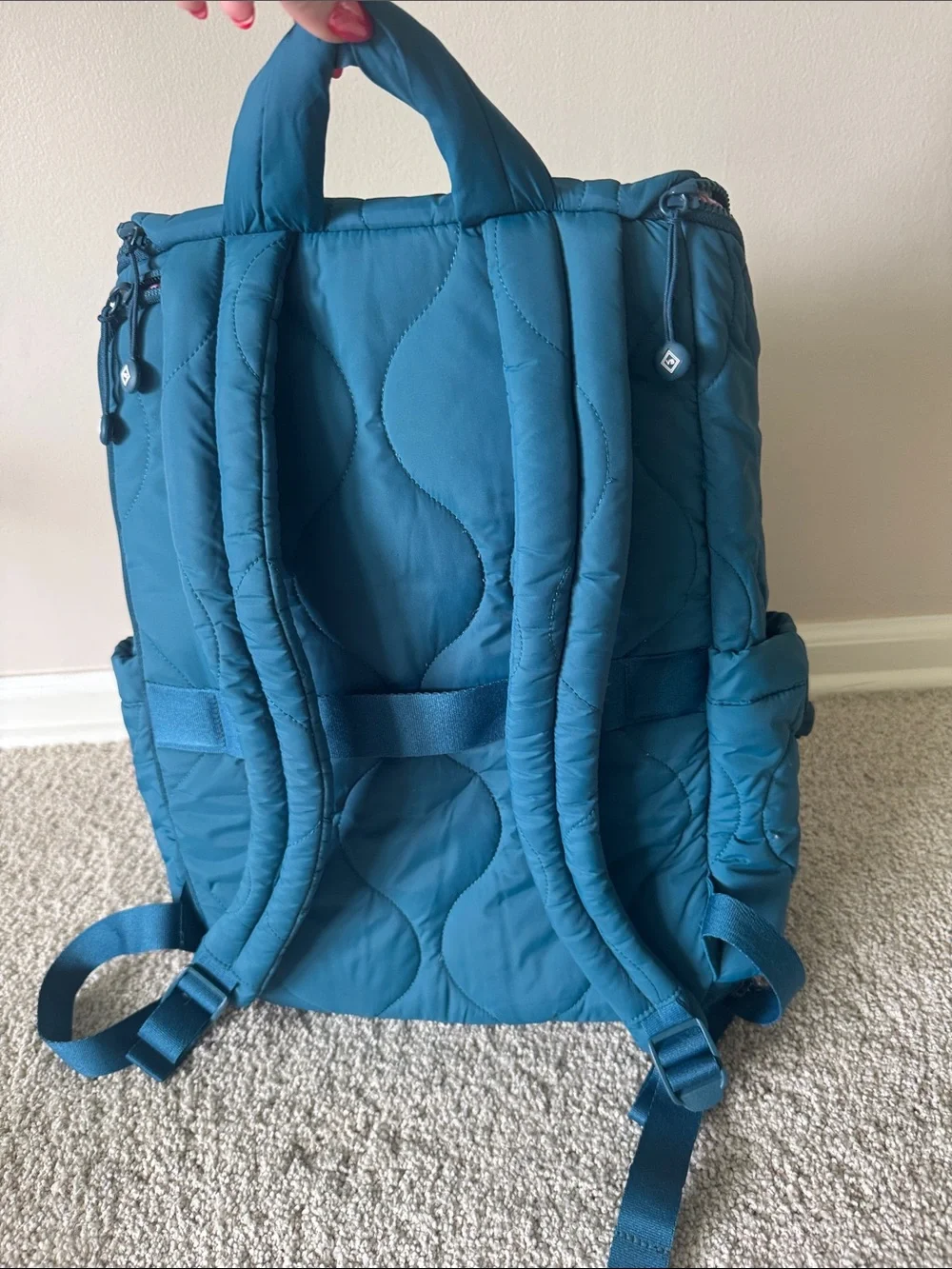Vera Bradley Teal Quilted Backpack with Top Handle
